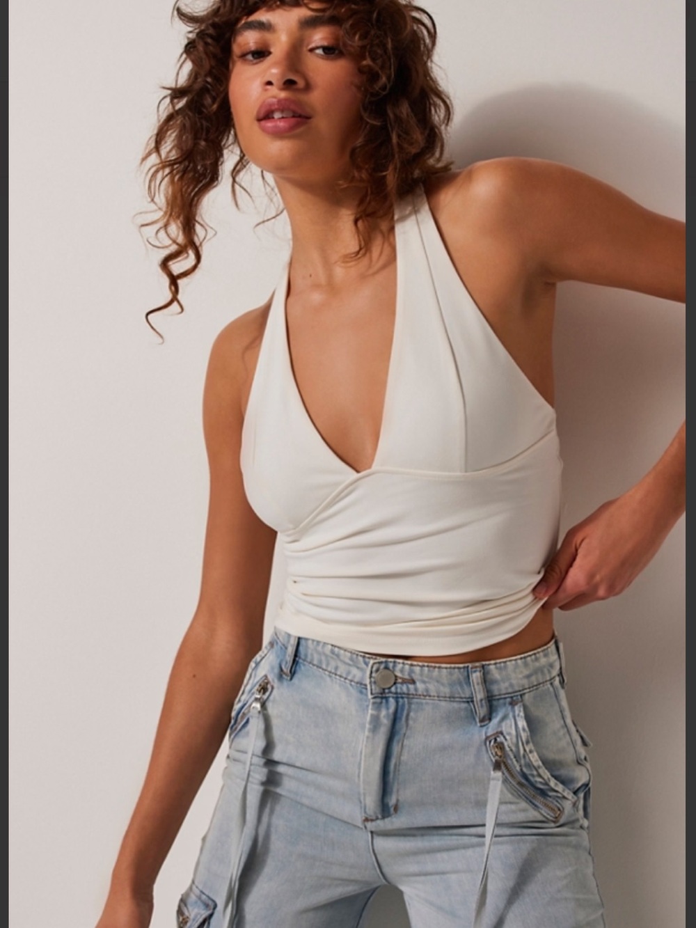 Free People Still Here White Wrap Halter